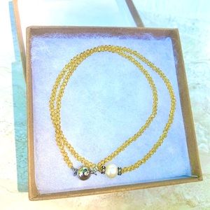 Delicate Yellow Bead and Pearl Necklace
